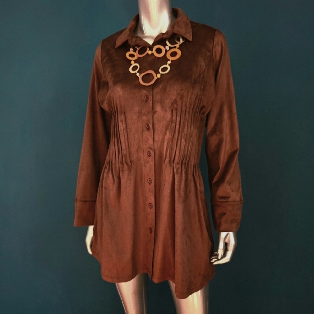 🆕️🌻ASOS DESIGN Faux Suede Mini Dress w/ Cinched Pleat Waist in Chocolate / NWT